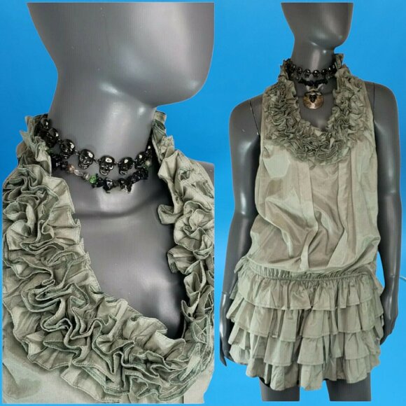 Ruffled Poets Tunic Top Pirate Gray Costume Masquerade Size 6 Von Lancelot Mardi - Picture 3 of 11